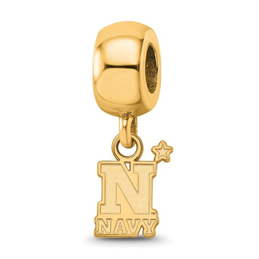 Sterling Silver Gold-plated LogoArt US Naval Academy Extra Small Dangle Bead Charm
