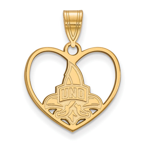 SS w/GP University of New Orleans Pendant in Heart