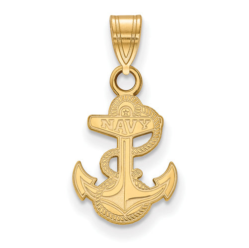 SS w/GP Navy Anchor Small Pendant