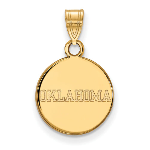SS w/GP University of Oklahoma Small "OKLAHOMA" Disc Pendant