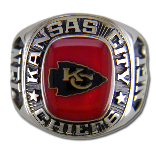 Kansas City Chiefs Large Classic Silvertone NFL Ring