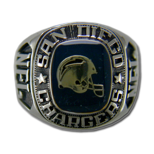 San Diego Chargers Large Classic Silvertone NFL Ring — Sports