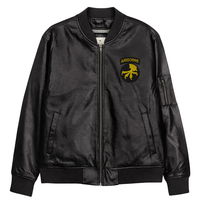 17th Airborne Division Embroidered Leather Bomber Jacket
