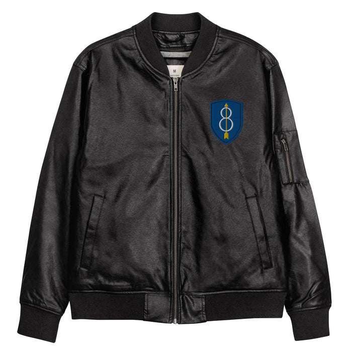8th Infantry Division Embroidered Leather Bomber Jacket