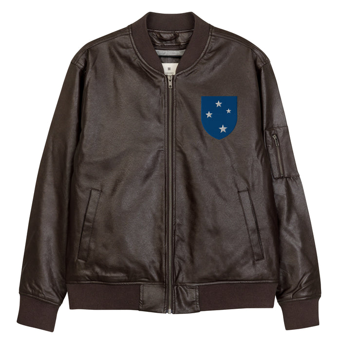 23rd Infantry Division Embroidered Leather Bomber Jacket