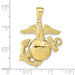 10K Marine Corps Insignia Pendant showing measurements