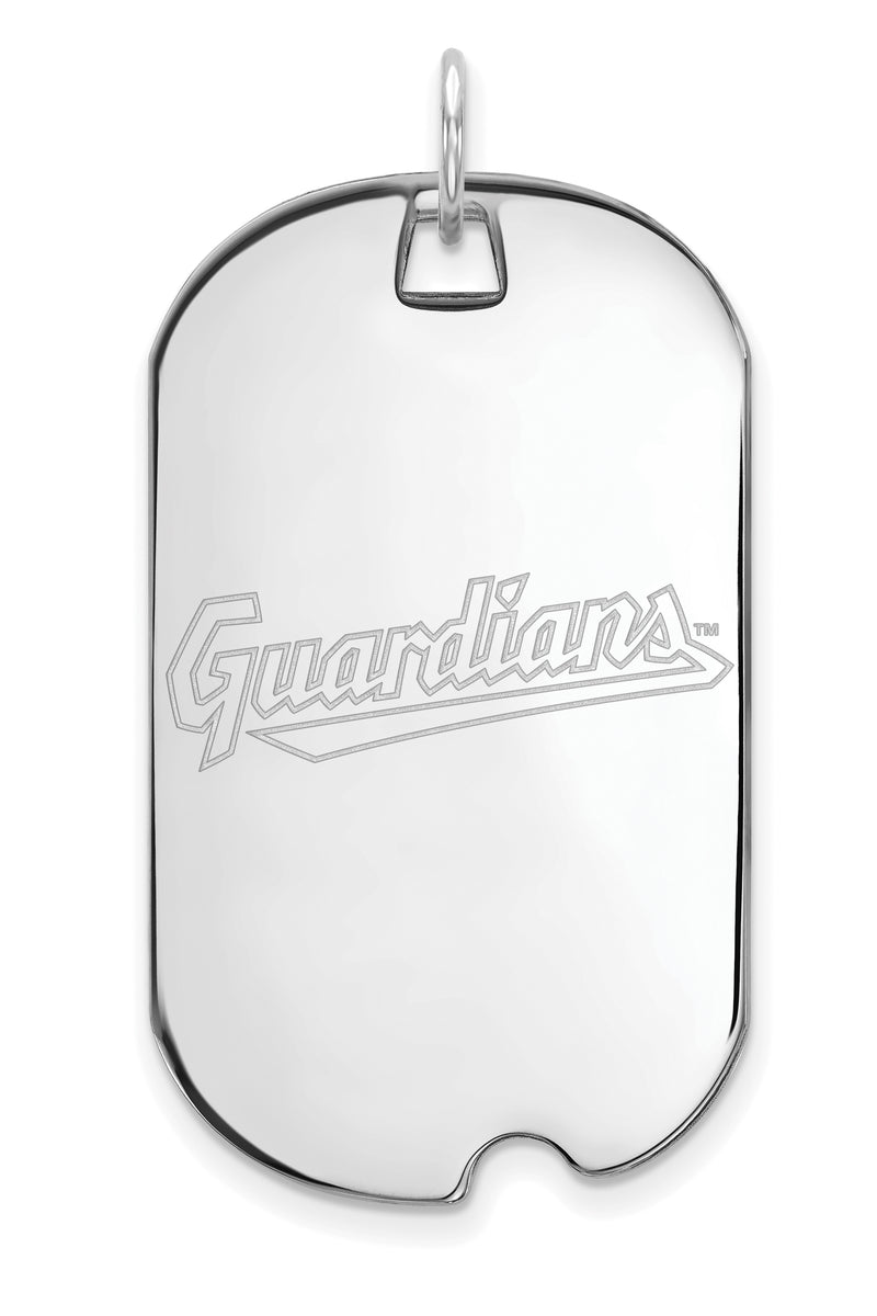 10k White Gold MLB LogoArt Cleveland Guardians Large Dog Tag Pendant