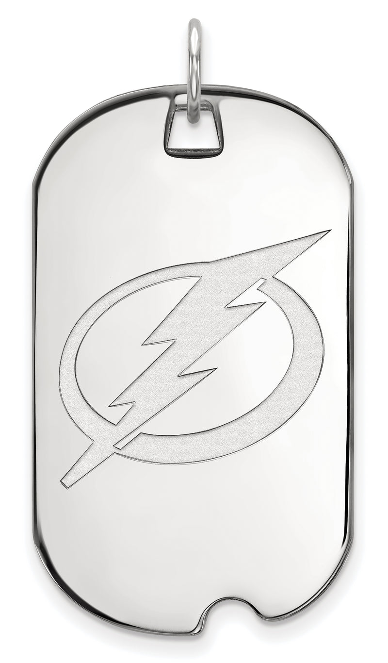 10k White Gold NHL Tampa Bay Lightning Large Dog Tag Pendant