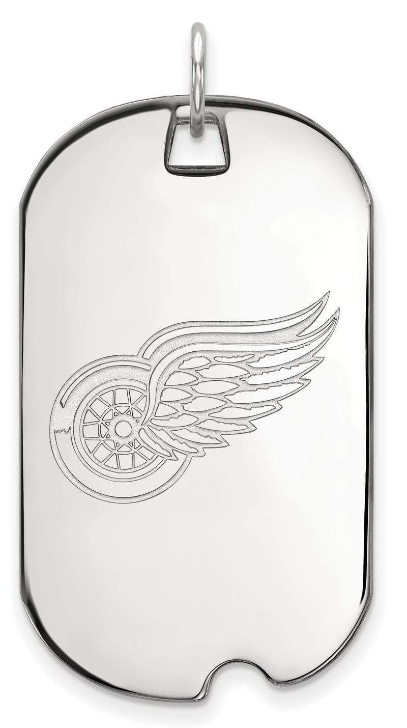 10k White Gold NHL Detroit Red Wings Large Dog Tag Pendant