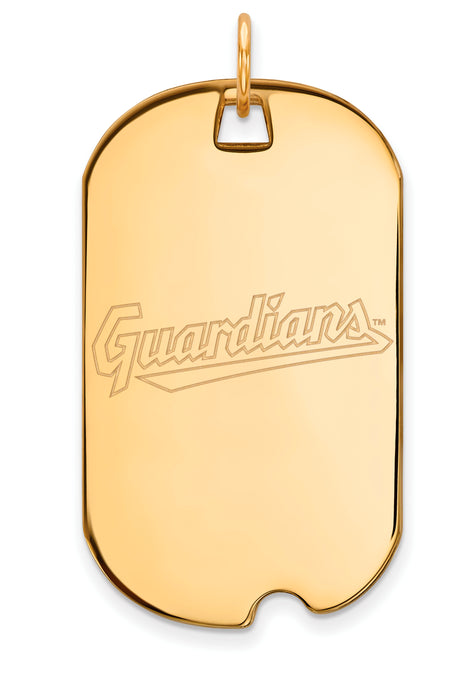 10k Gold MLB LogoArt Cleveland Guardians Large Dog Tag Pendant