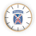 10th Mountain Division Wall Clock with a wooden frame and white hands