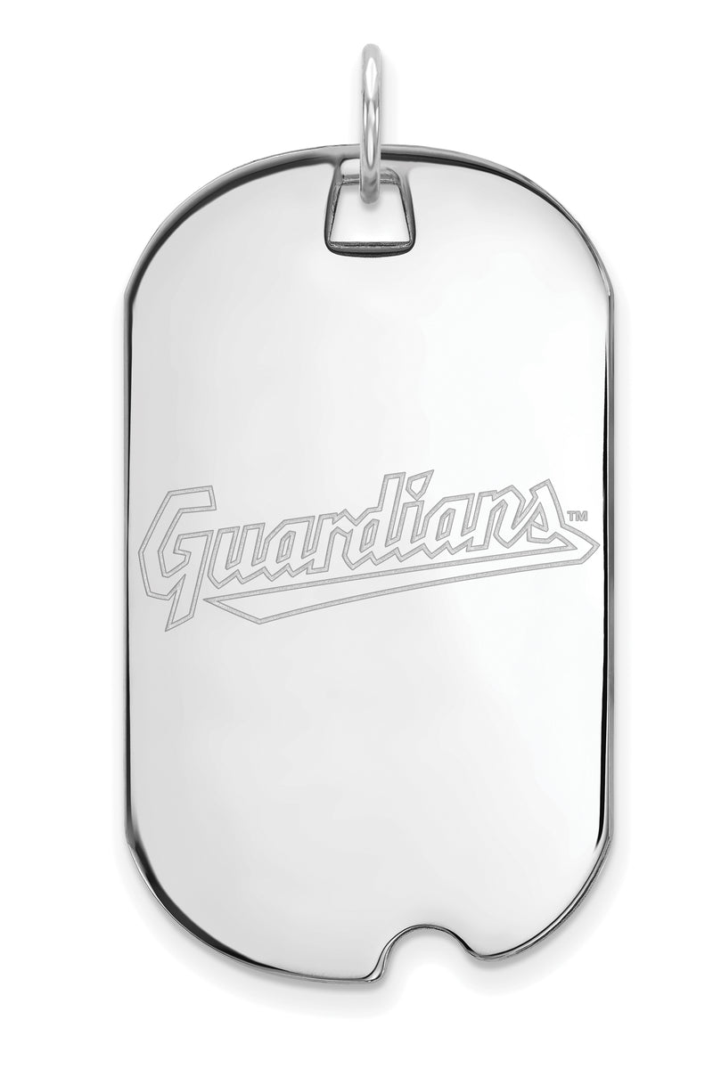 14k White Gold MLB LogoArt Cleveland Guardians Large Dog Tag Pendant