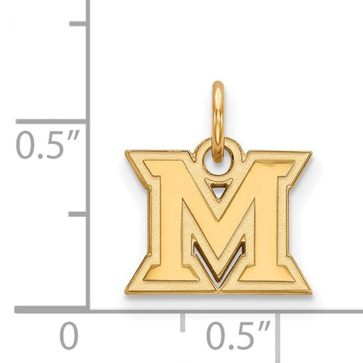 SS w/GP Miami University XS Letter M Pendant on a ruled background