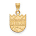 The Sacramento Kings Logo pendant is gold-plated and shaped like the team logo, featuring "KINGS" with a basketball and crown design, attached to a loop for wearing.