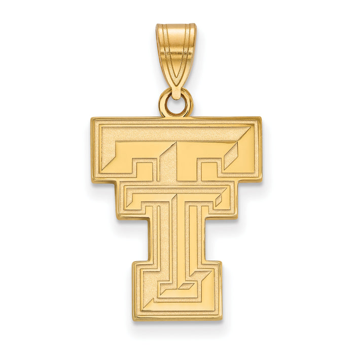 Sterling Silver Gold-plated LogoArt Texas Tech University T-T Large Pendant