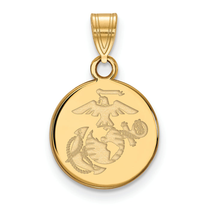 14ky Small U.S. Marine Corps Disc Pendant