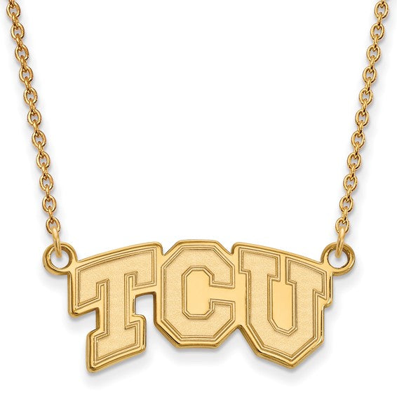 14ky Texas Christian University Small TCU Pendant w/Necklace