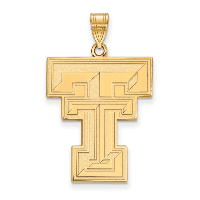 Sterling Silver Gold-plated LogoArt Texas Tech University T-T Extra Large Pendant