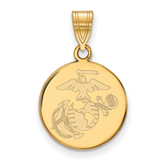 Gold Plated SS Medium U.S. Marine Corps Disc Pendant