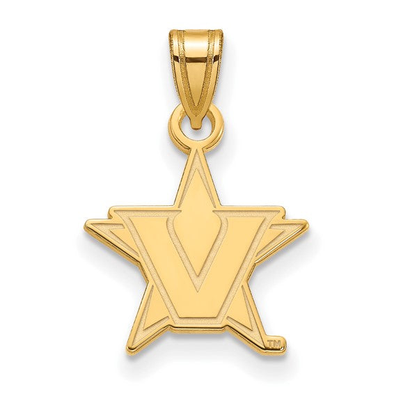 SS w/GP Vanderbilt University Small V Pendant