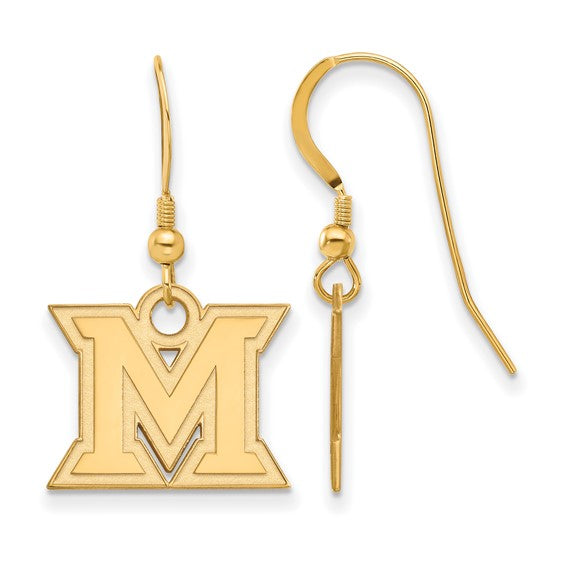 SS w/GP Miami University Small Logo Dangle Earrings