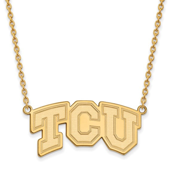 10ky Texas Christian University Large TCU Pendant w/Necklace