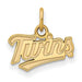 The SS Gold-plated MLB Minnesota Twins T-C XS Pendant features a cursive “Twins” design with an elegant underline from the “T” tail. Expertly crafted in gold-plated sterling silver, it includes a loop for your chain, embodying LogoArt's sophisticated style.