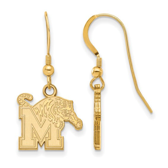 SS w/GP University of Memphis Small Dangle Tiger Earrings