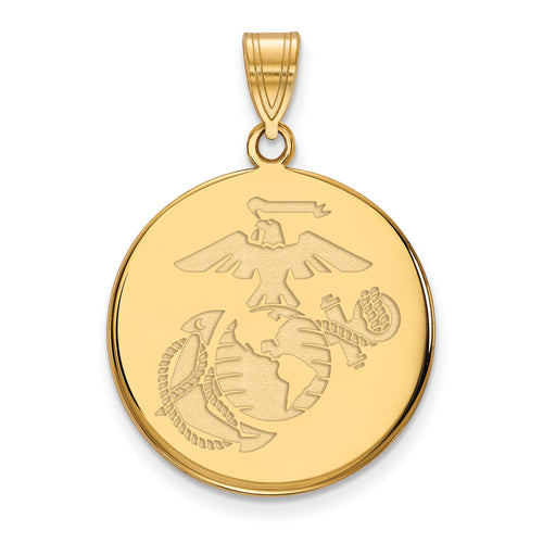 Gold Plated SS Large U.S. Marine Corps  Disc Pendant