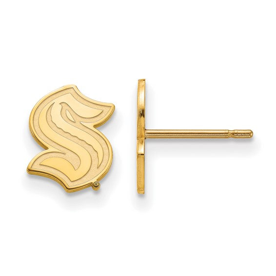 14k Gold NHL LogoArt Seattle Kraken XS Post Earrings