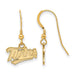 SS Gold-plated MLB Minnesota Twins T-C XS dangle earrings on hooks feature a charm with "Twins" in stylized script, showcasing LogoArt craftsmanship, ideal for Twins fans.