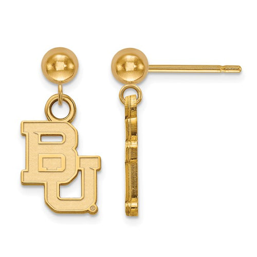 14ky Baylor University Dangle Ball Earrings