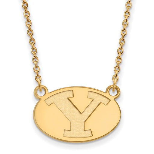 10ky Brigham Young University Small Disc Logo Pendant w/Necklace