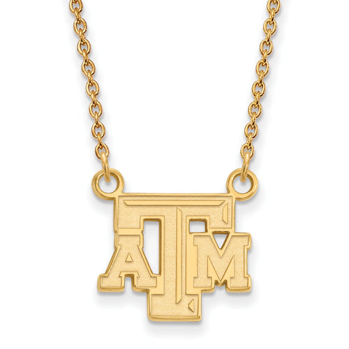 10ky Texas A and M University T-A-M Small Pendant 18 inch Necklace