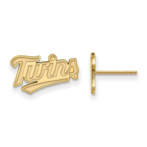 The 14k Gold MLB Minnesota Twins T-C XS Post Earrings celebrate the team in shimmering sophistication with their elegant scripted design.