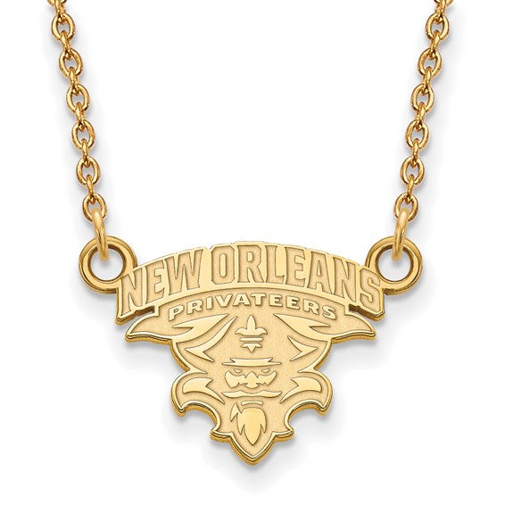 SS w/GP U of New Orleans Small Pendant w/Necklace