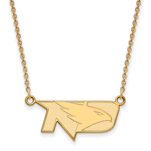 14ky Univ of North Dakota Small Fighting Hawks Pendant w/Necklace