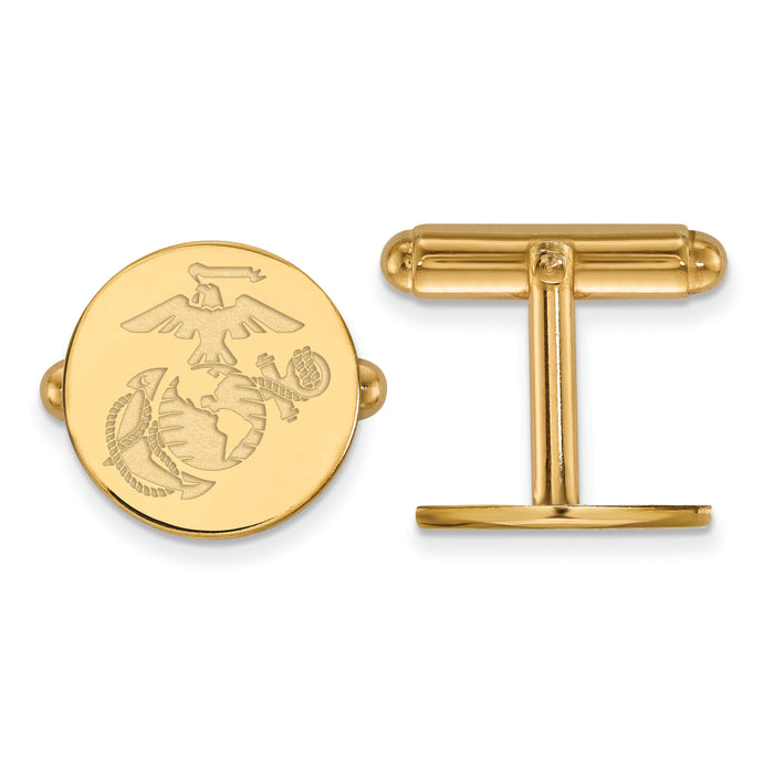 Gold Plated SS U.S. Marine Corps  Disc Cuff Link