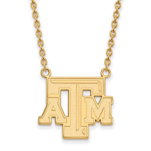 10ky Texas A and M University T-A-M Large Pendant 18 inch Necklace