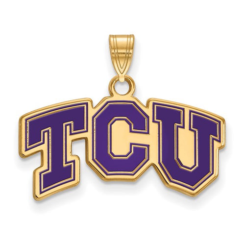 SS w/GP Texas Christian University Small Enamel TCU Pendant