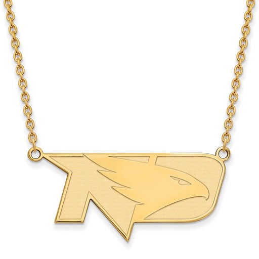 14ky Univ of North Dakota Large Fighting Hawks Pendant w/Necklace