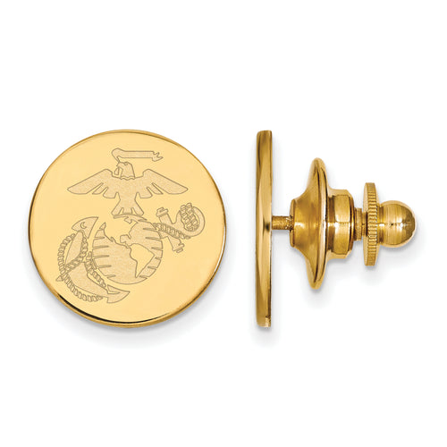 Gold Plated SS U.S. Marine Corps  Disc Lapel Pin