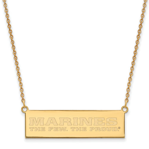 Gold Plated SS U.S. Marine Corps The Few. The Proud. Bar Necklace