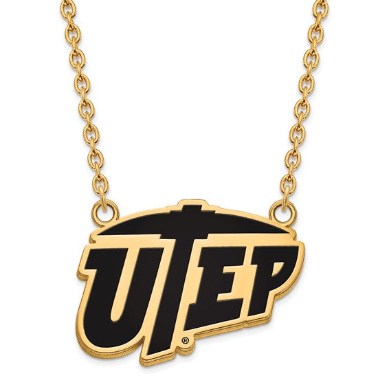 SS w/GP The U of Texas at El Paso Lg Enl UTEP Pendant w/Necklace