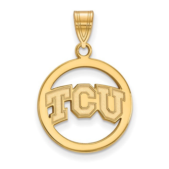 SS w/GP Texas Christian University Medium TCU Pendant in Circle