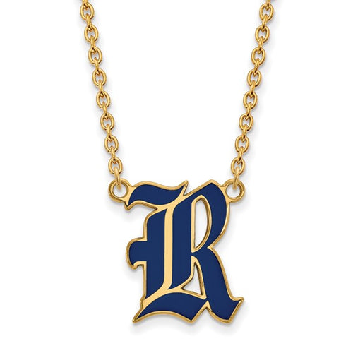 SS w/GP Rice University Lg Enamel Pendant w/Necklace