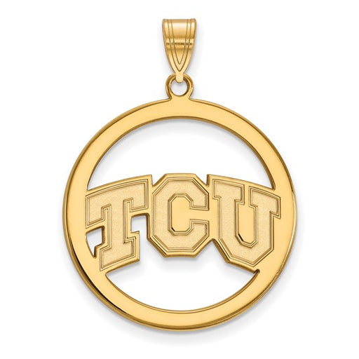 SS w/GP Texas Christian University XL TCU Pendant in Circle