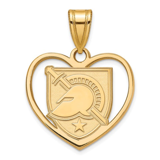 SS w/GP U.S. Military Academy Army Logo Pendant in Heart