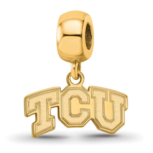 SS w/GP Texas Christian University T-C-U XS Dangle Bead Charm