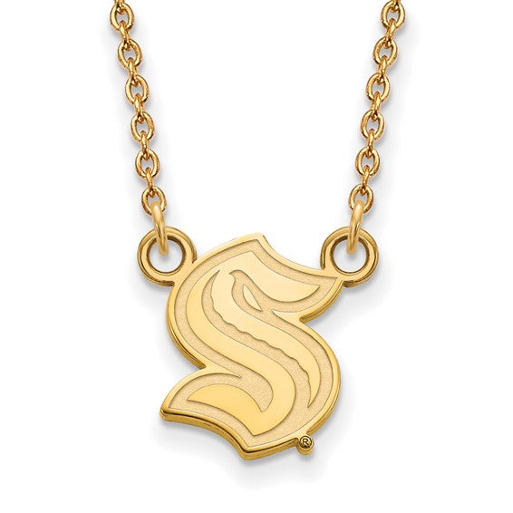 14k Gold NHL LogoArt Seattle Kraken Small Pendant Necklace